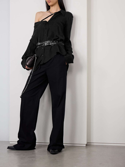 Ann Demeulemeester Julia oversized asymmetric washed silk-twill shirt outlook