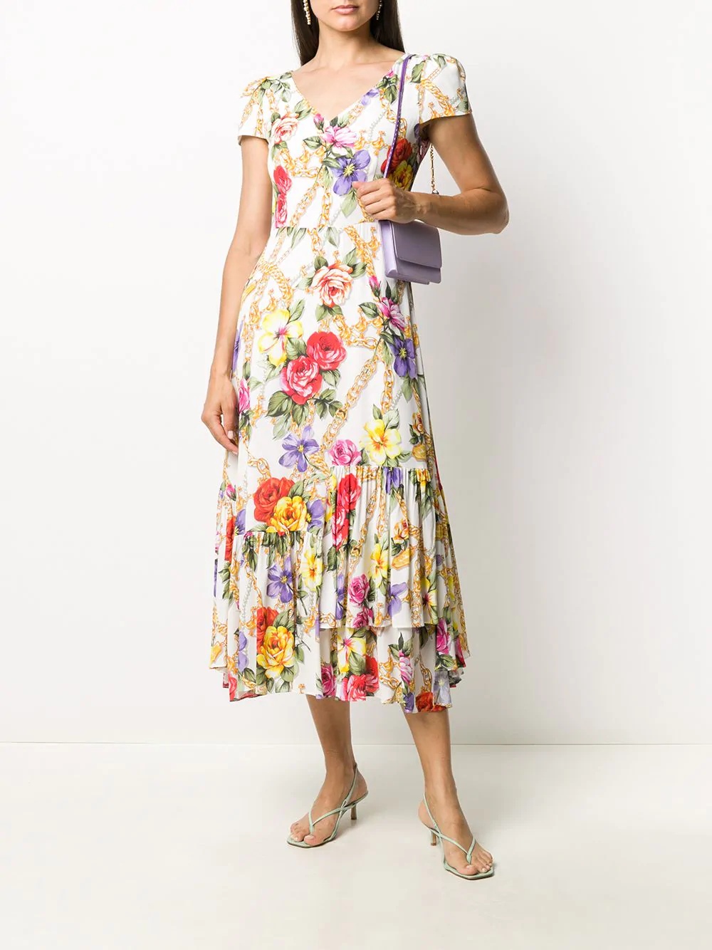 baroque floral print midi dress - 2