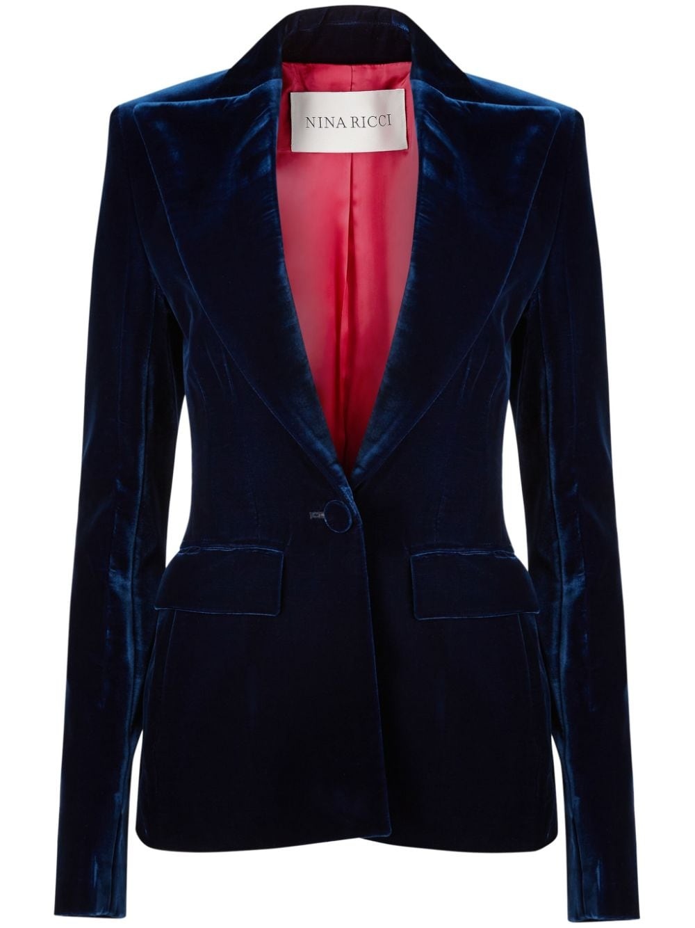 velvet single-breasted blazer - 1