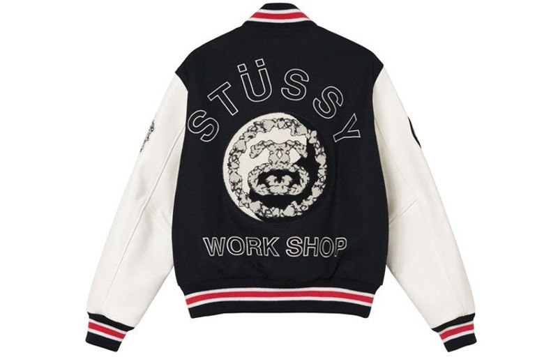 DENIM TEARS Denim Tears x Stussy x OUR LEGACY Ttl Varsity Jacket 'Black' 315288 outlook