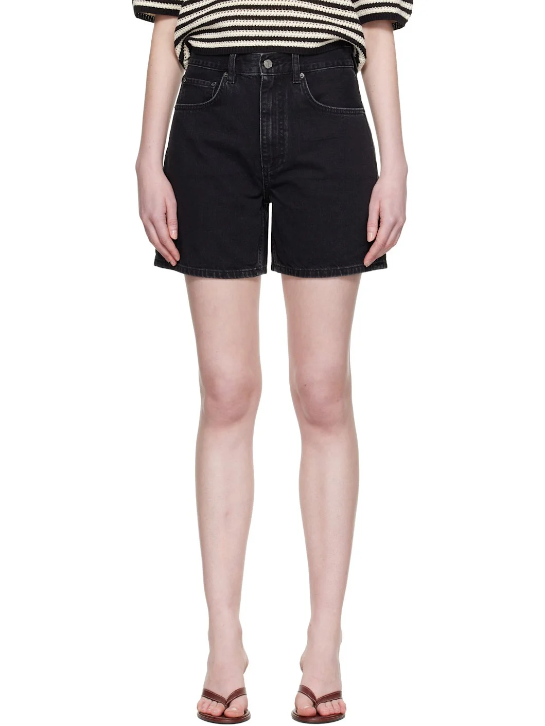 Black Delaney Denim Shorts - 1
