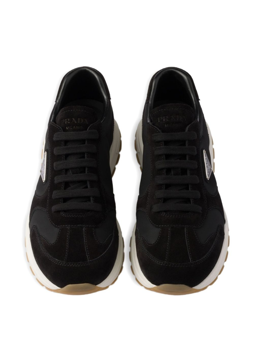 triangle-logo panelled sneakers - 4