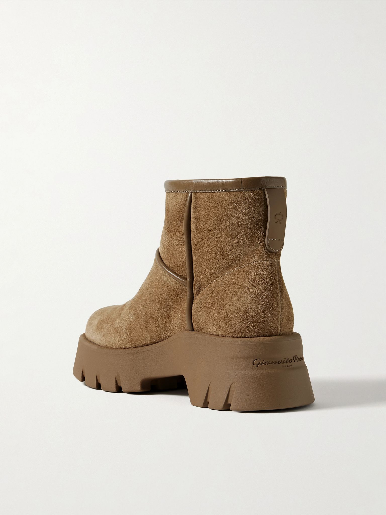 Stormy 50 shearling-lined leather-trimmed suede ankle boots Tan - 3