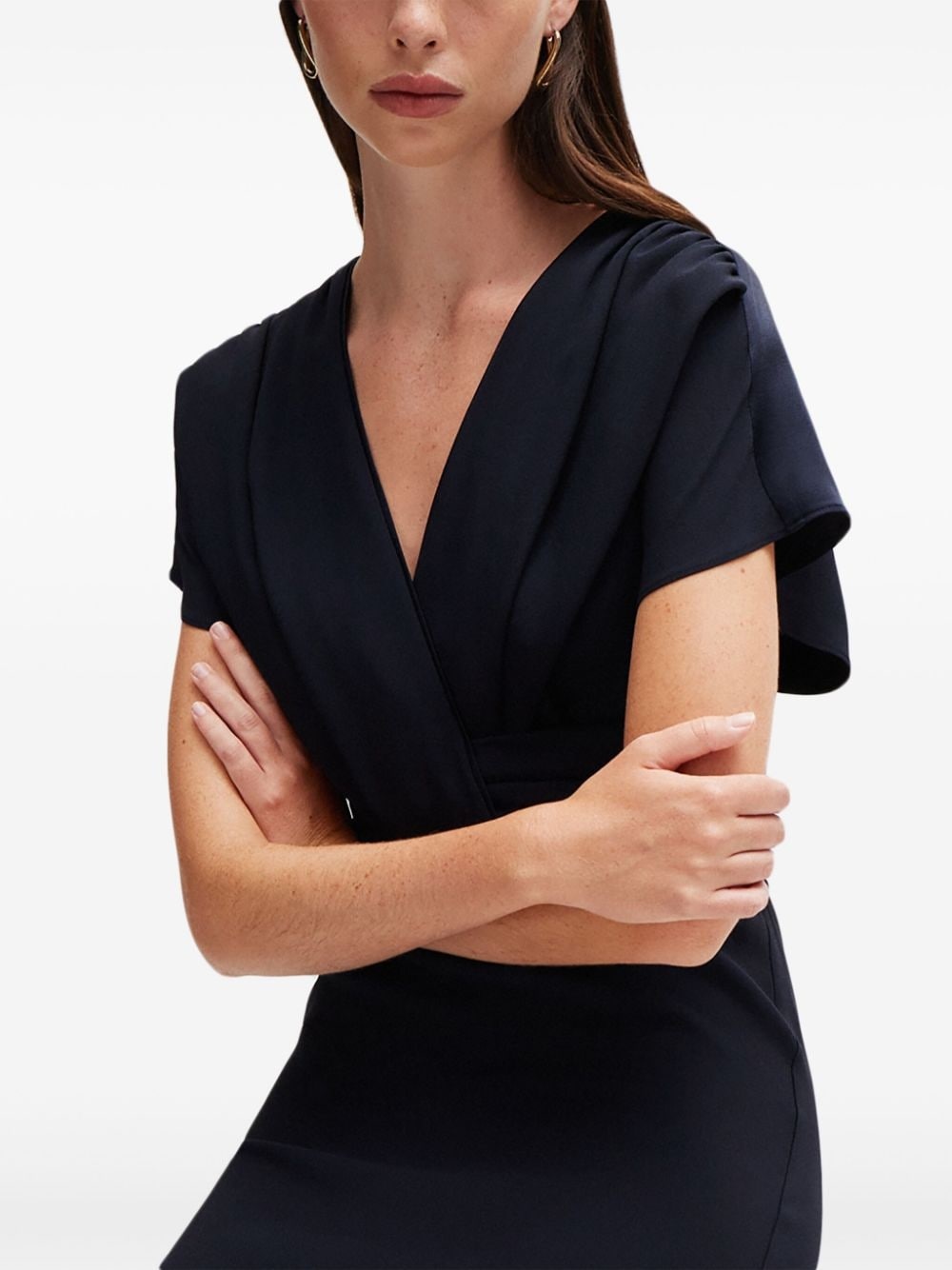 draped midi dress - 6