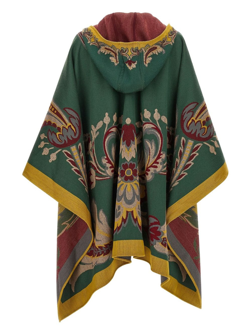 Etro floral paisley hooded cape outlook