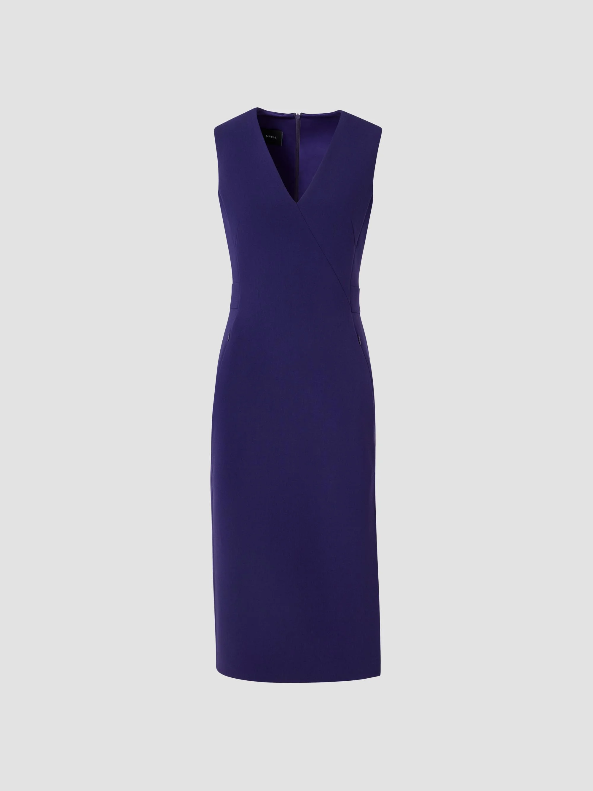 Women's Double-Faced Wool A-Line Knee-Length Dress - Dark Purple - 1