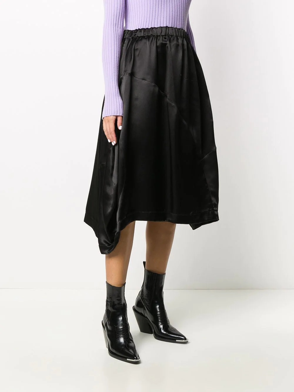 asymmetric draped midi skirt - 3