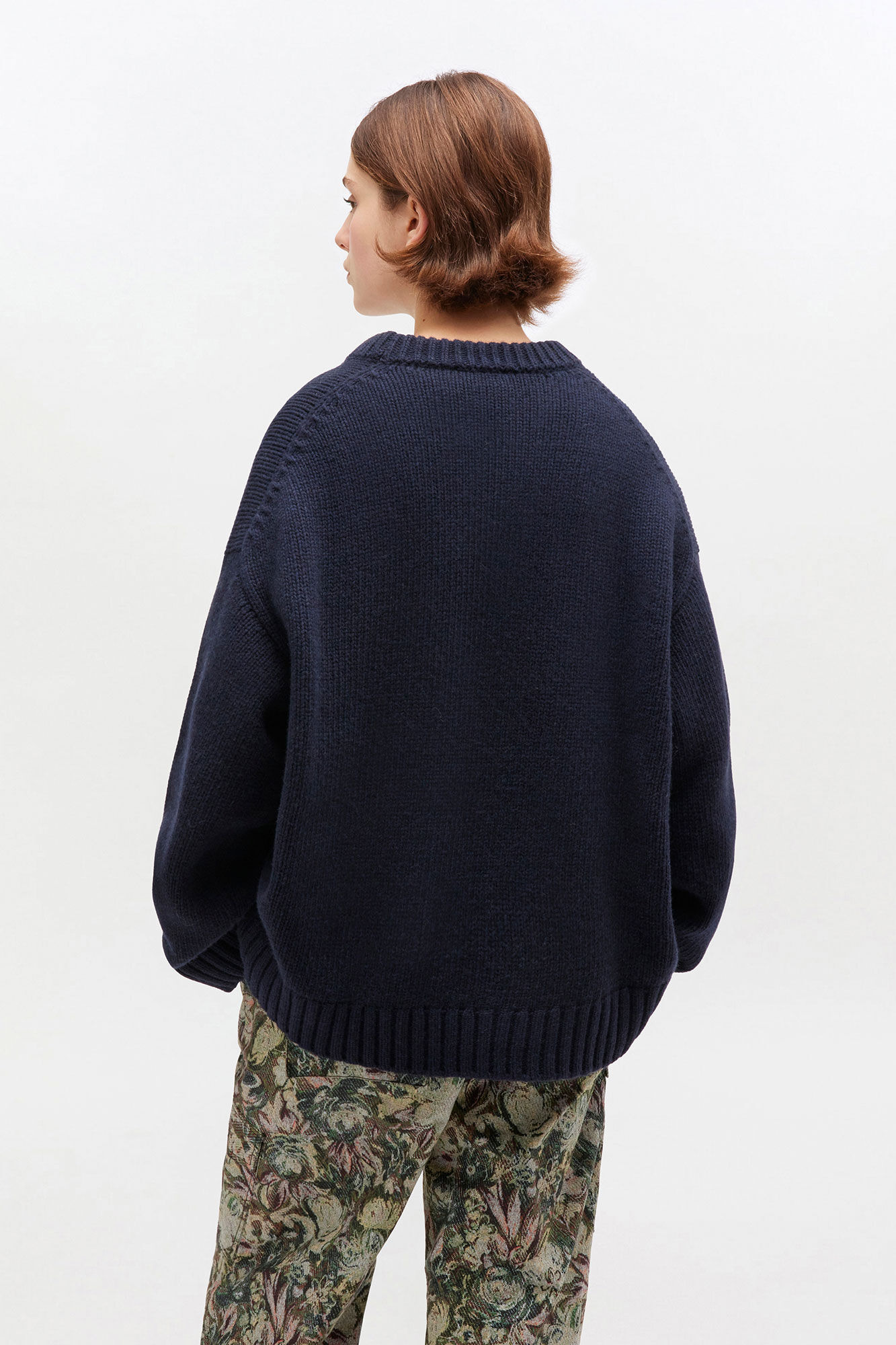 DARK BLUE WOOL MIX SWEATER - 4