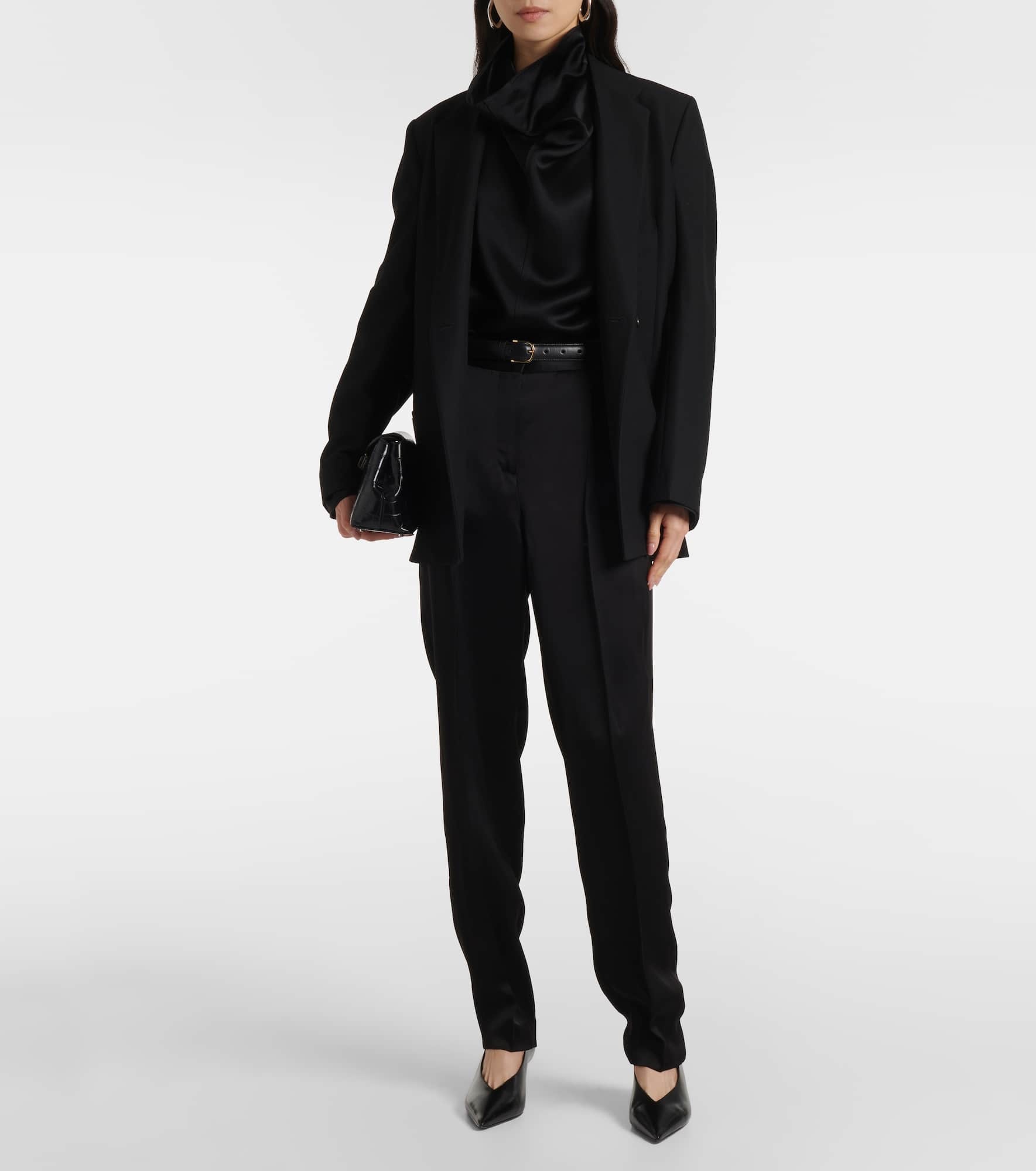 High-rise satin straight pants - 2