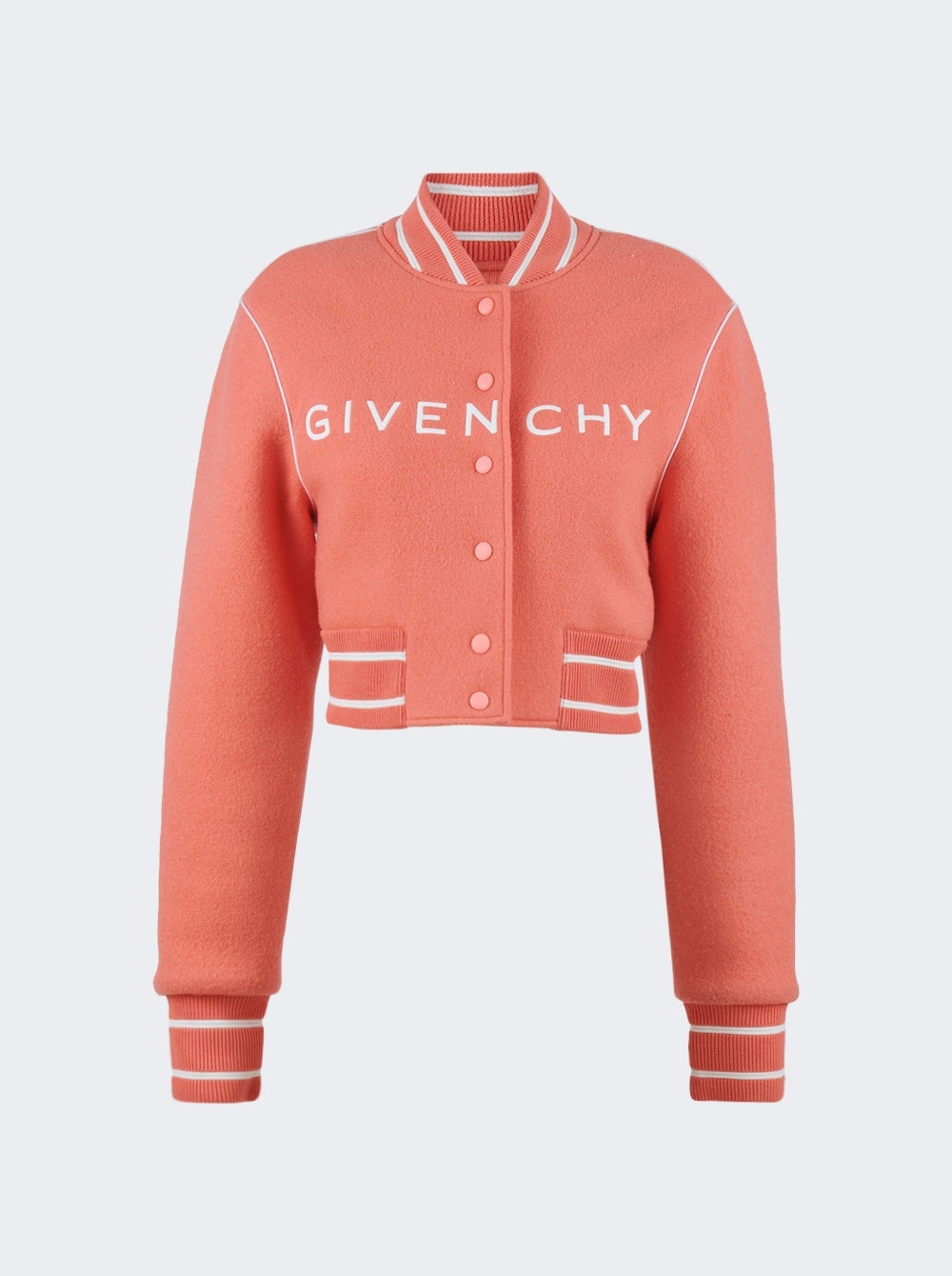 Cropped Bomber Varsity Jacket Coral - 1