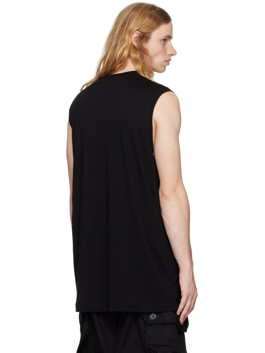 Black Cotton & Rayon Tank Top - 3