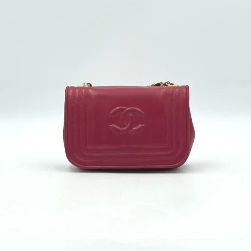 Chanel No. 0 Red Lambskin Coco Mark Chain Crossbody Bag - 1