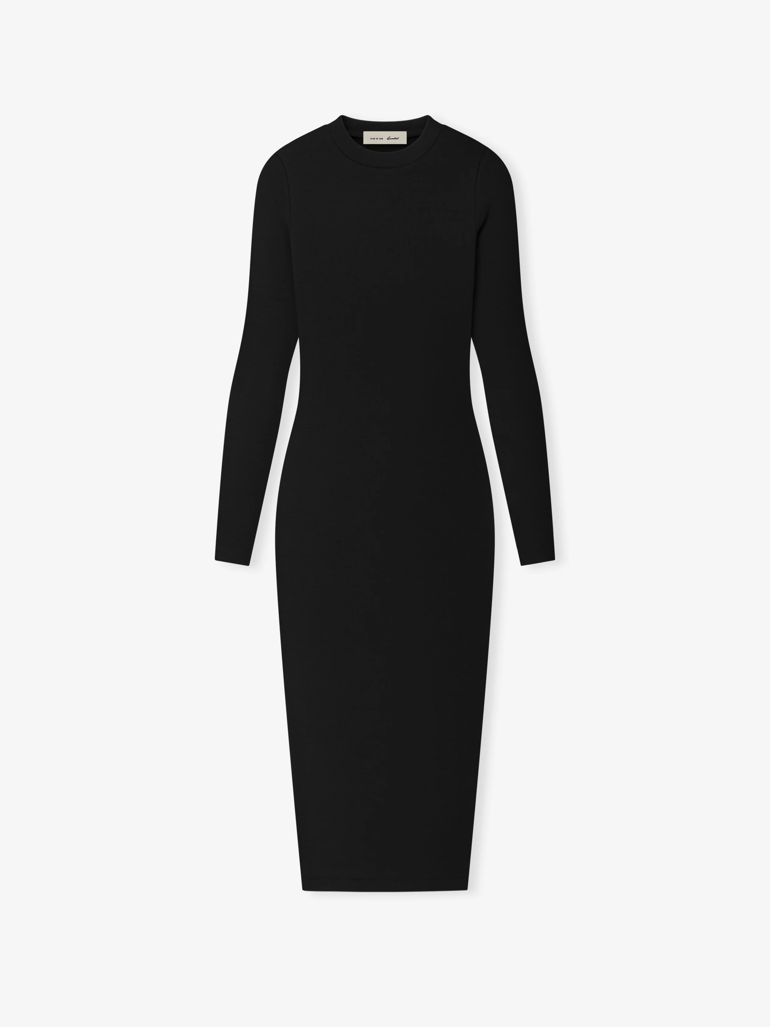 Womens Rib Knit Fitted Long Sleeve Dress - 1