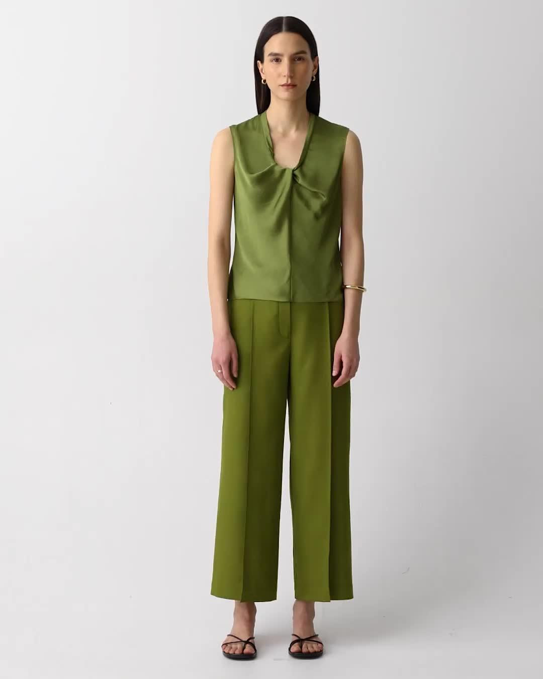Twist Neck Blouse in Crushed Satin - 7