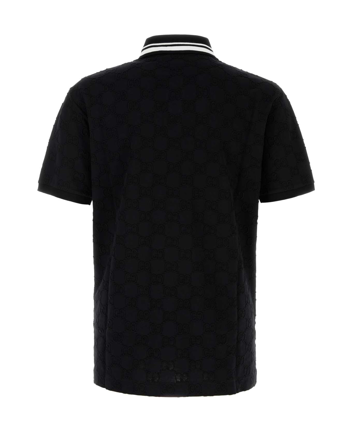 Black Stretch Piquet Polo Shirt - 2