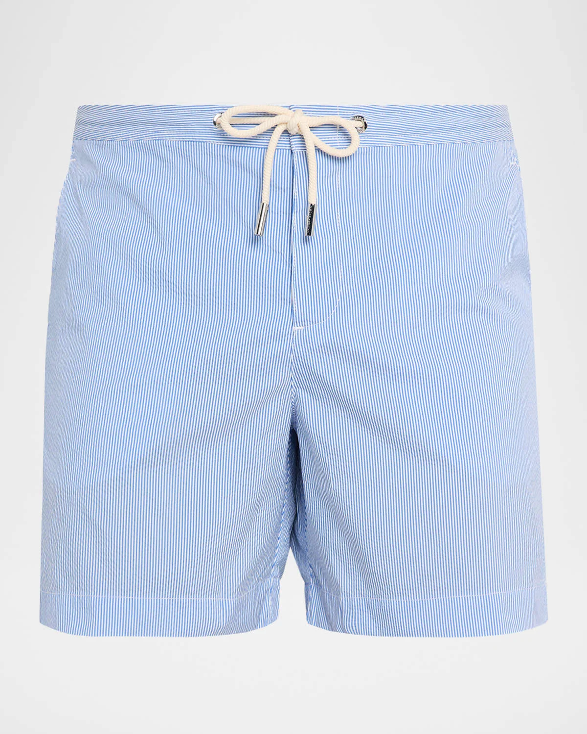 Men's Bulldog Mid-Length Seersucker Stripe Swim Shorts - 1
