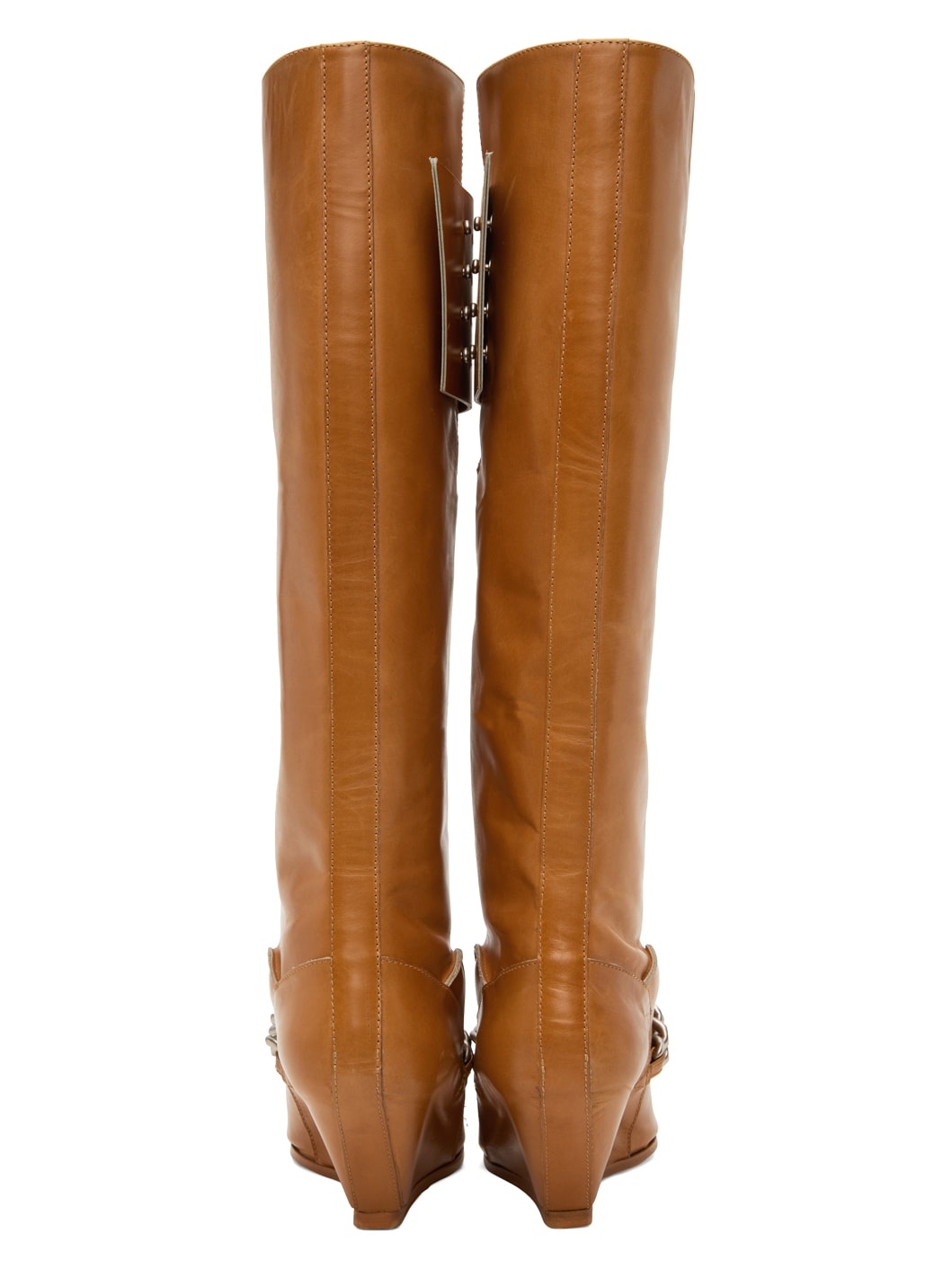 Tan Curb chain Tall Boots - 2