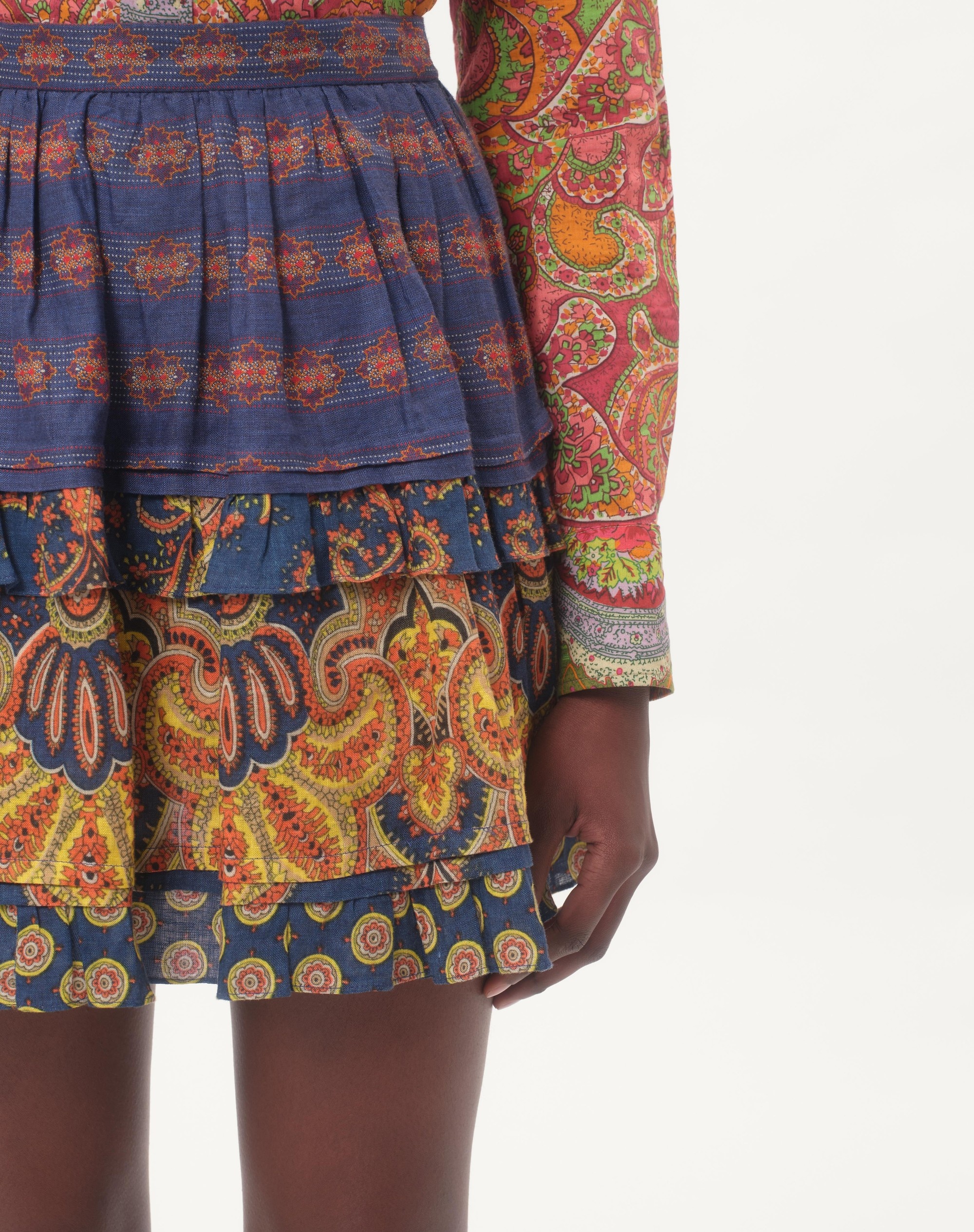 SKIRT IN LINO PAISLEY MEDAGLIONI VOYAGE IMAGINAIRE - 3