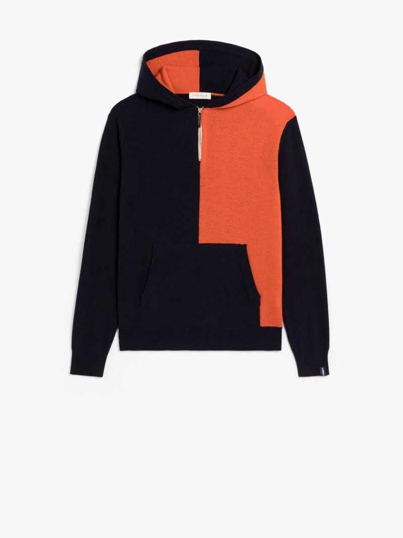 DOUBLE AGENT NAVY WOOL HOODED SWEATER 1