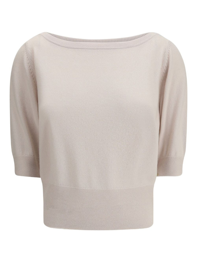 puff-sleeve boat-neck knitwear 1