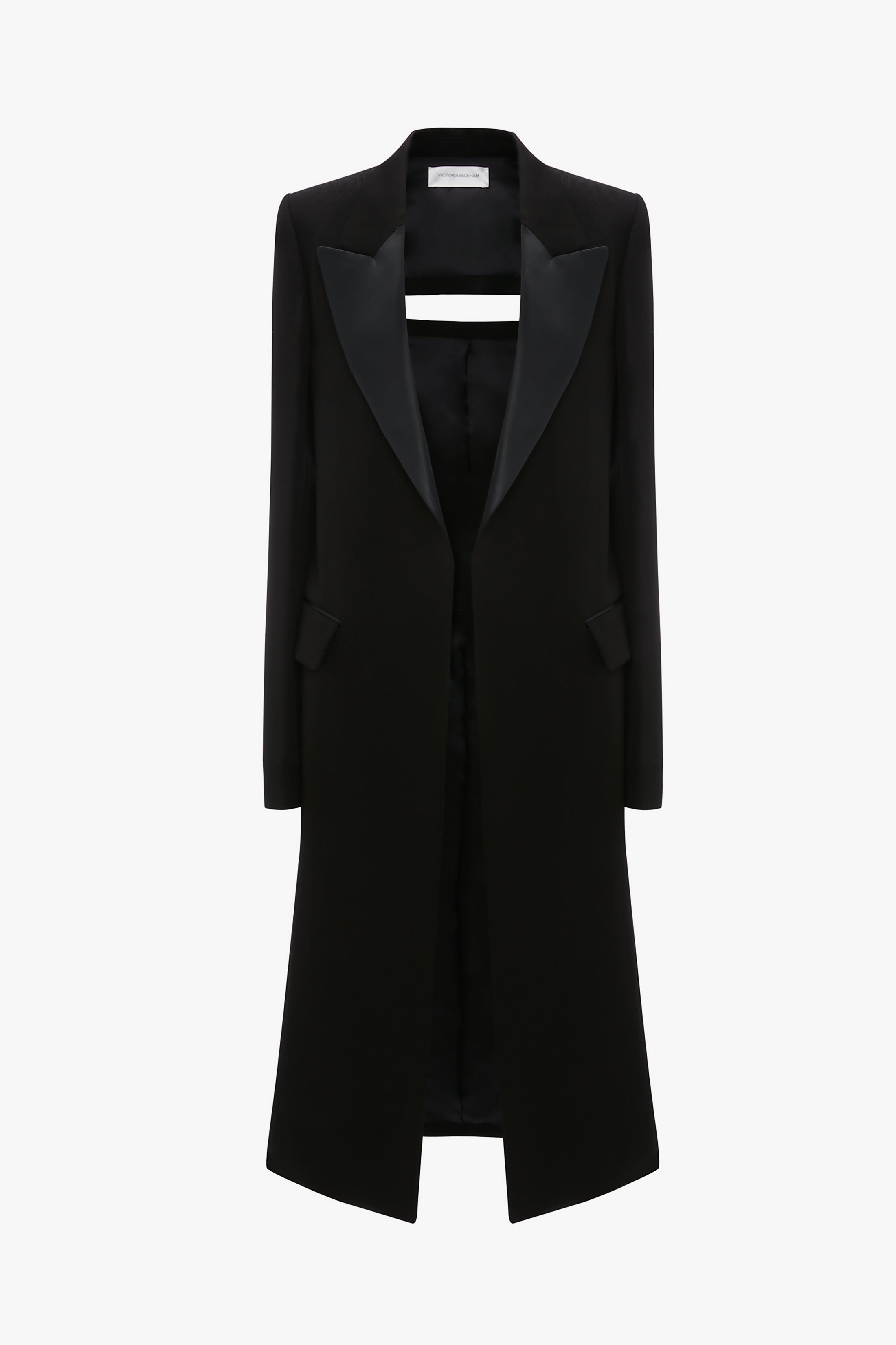 Cut Out Crombie Coat in Black - 1