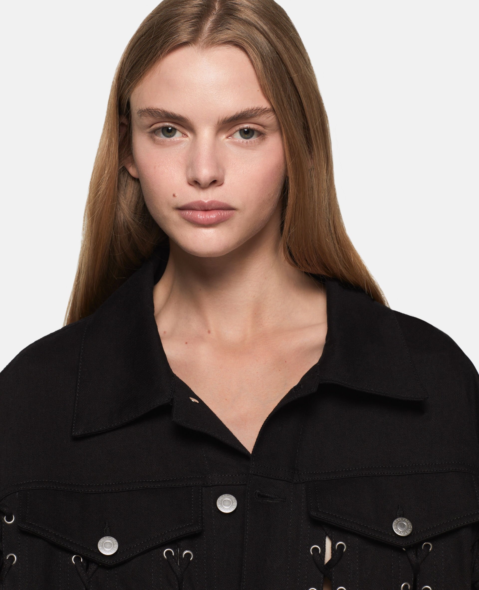 Boxy Whipstitched Denim Jacket - 4
