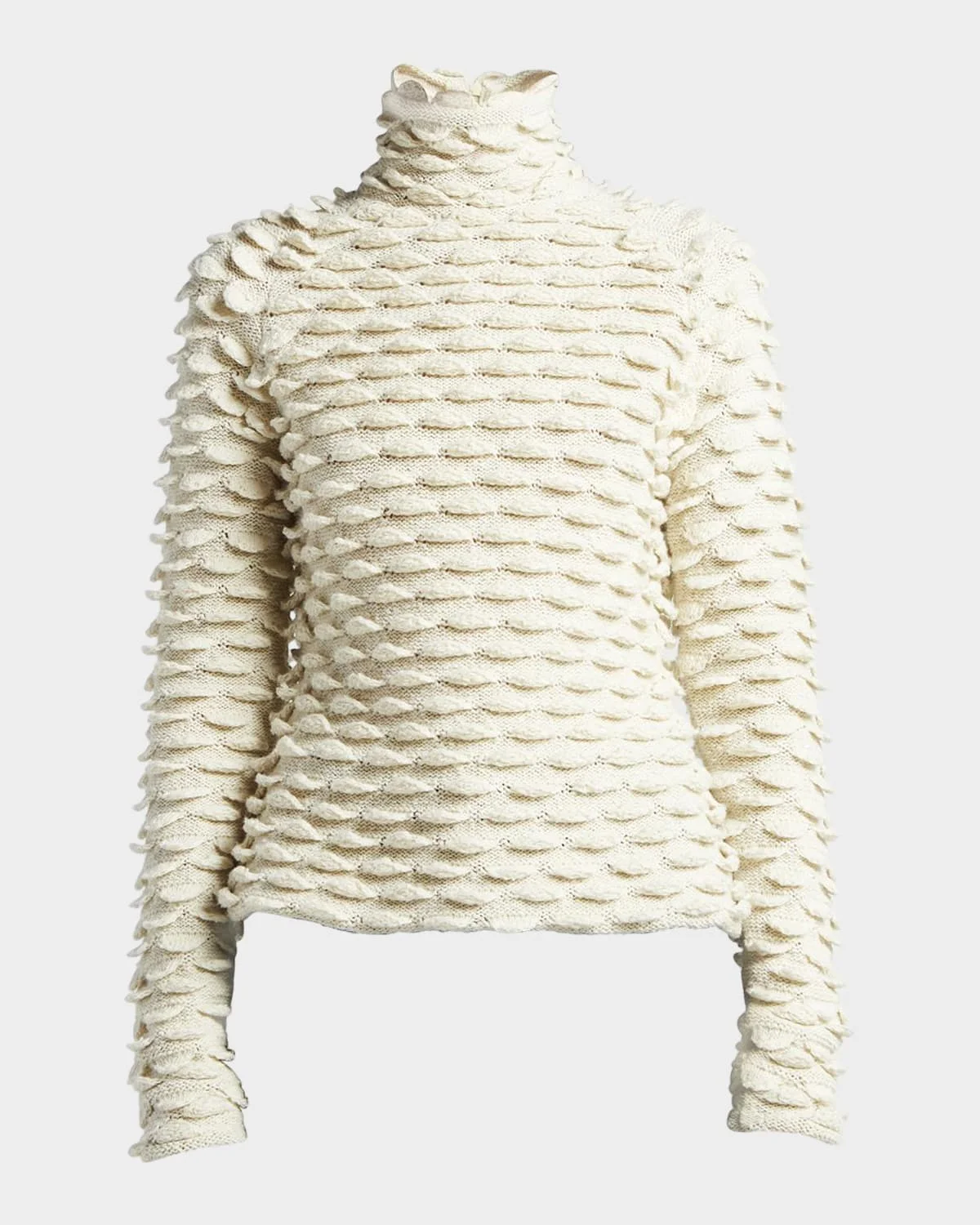 Fish Scale Wool High-Neck Sweater - 1