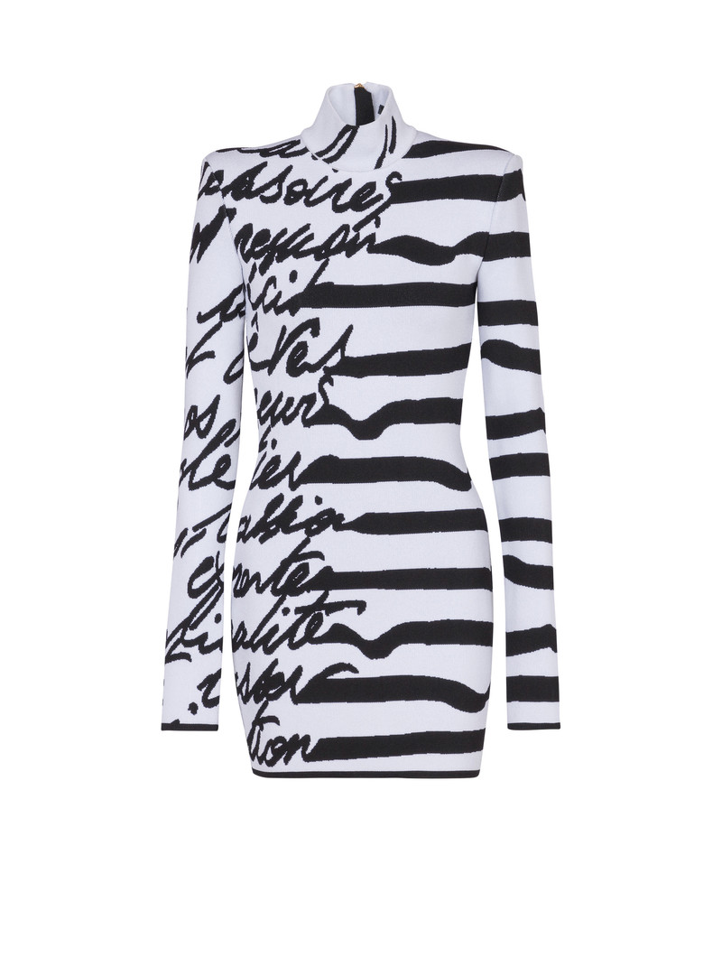 Striped "Love Letter" jacquard knit dress 1