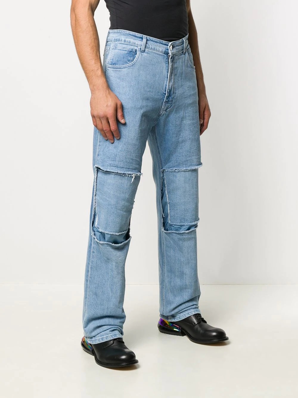 patchwork bootcut jeans - 3