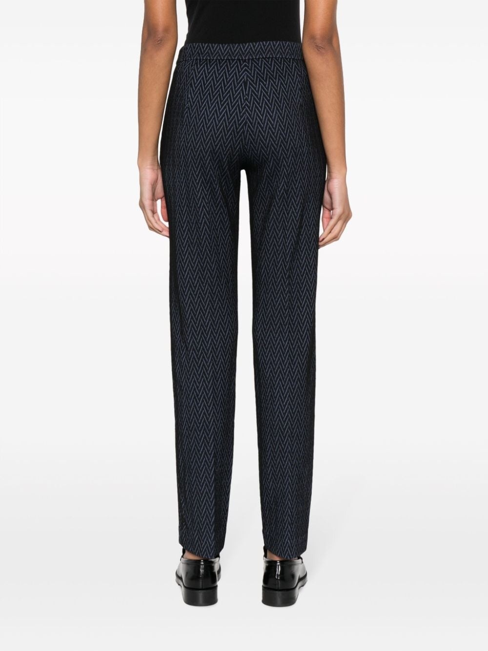 chevron-jacquard cropped trousers - 4