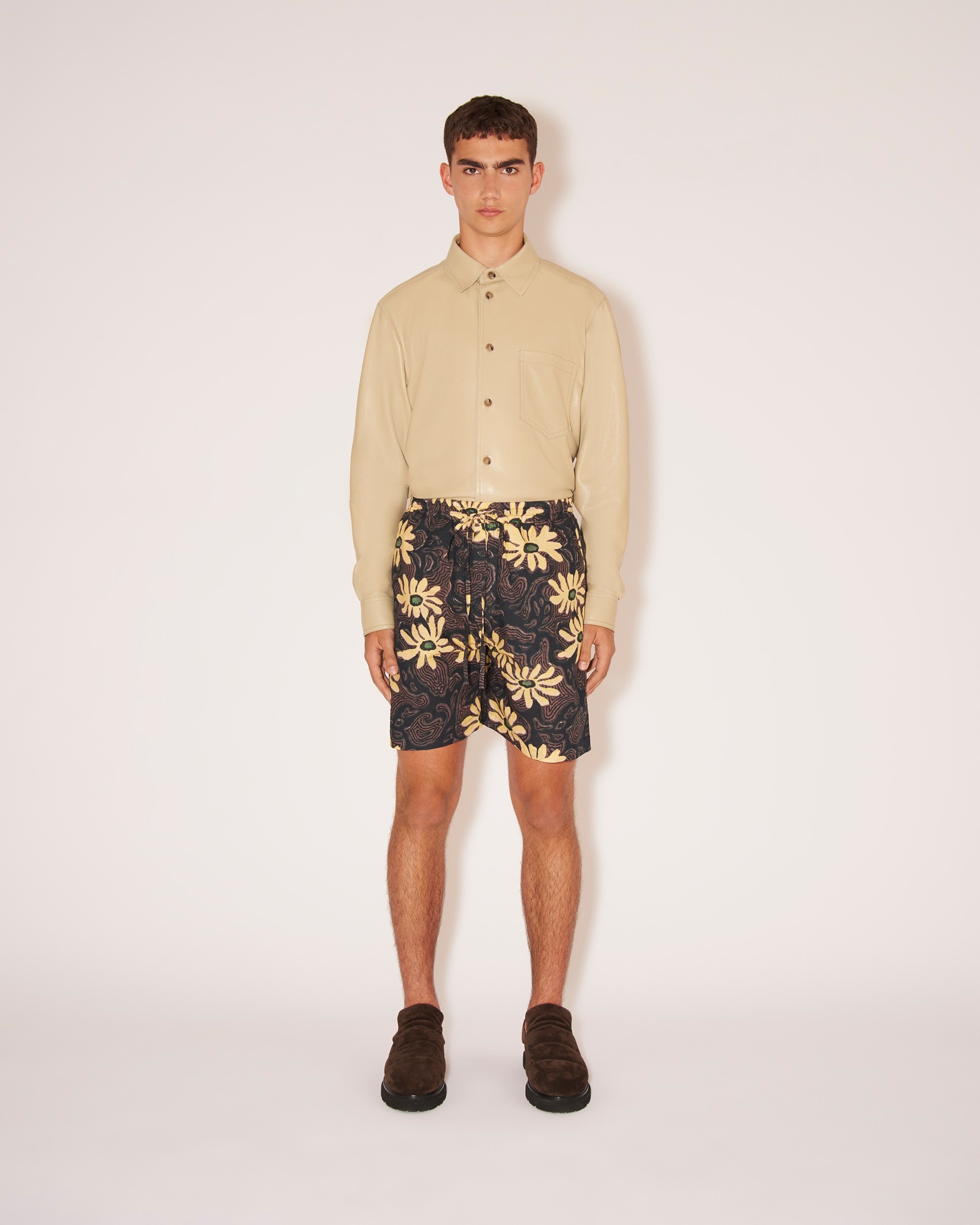 DOXXI - Cotton-linen floral shorts - Black - 2