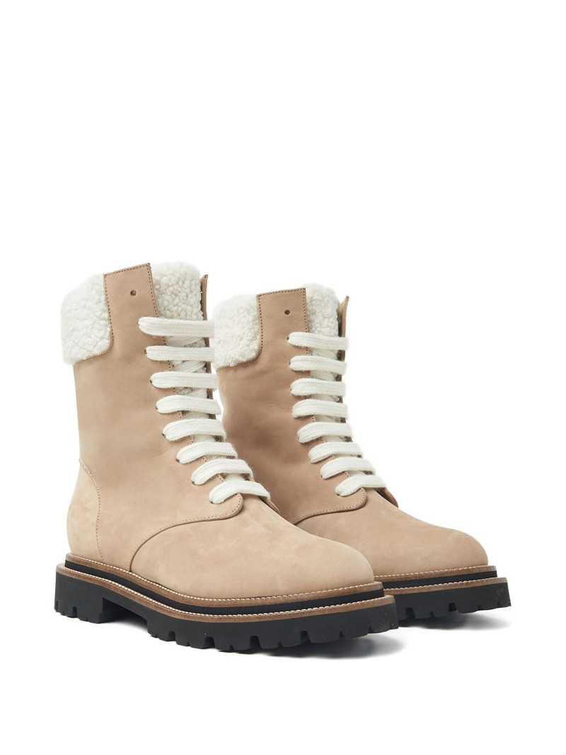 PESERICO lace-up shearling-trim boots outlook