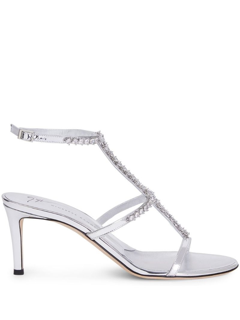 crystal embellishment high-heeled sandals - 1