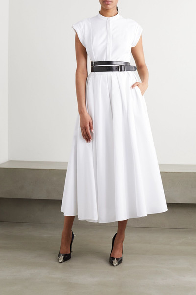 Alexander McQueen Pleated cotton-piqué midi dress outlook