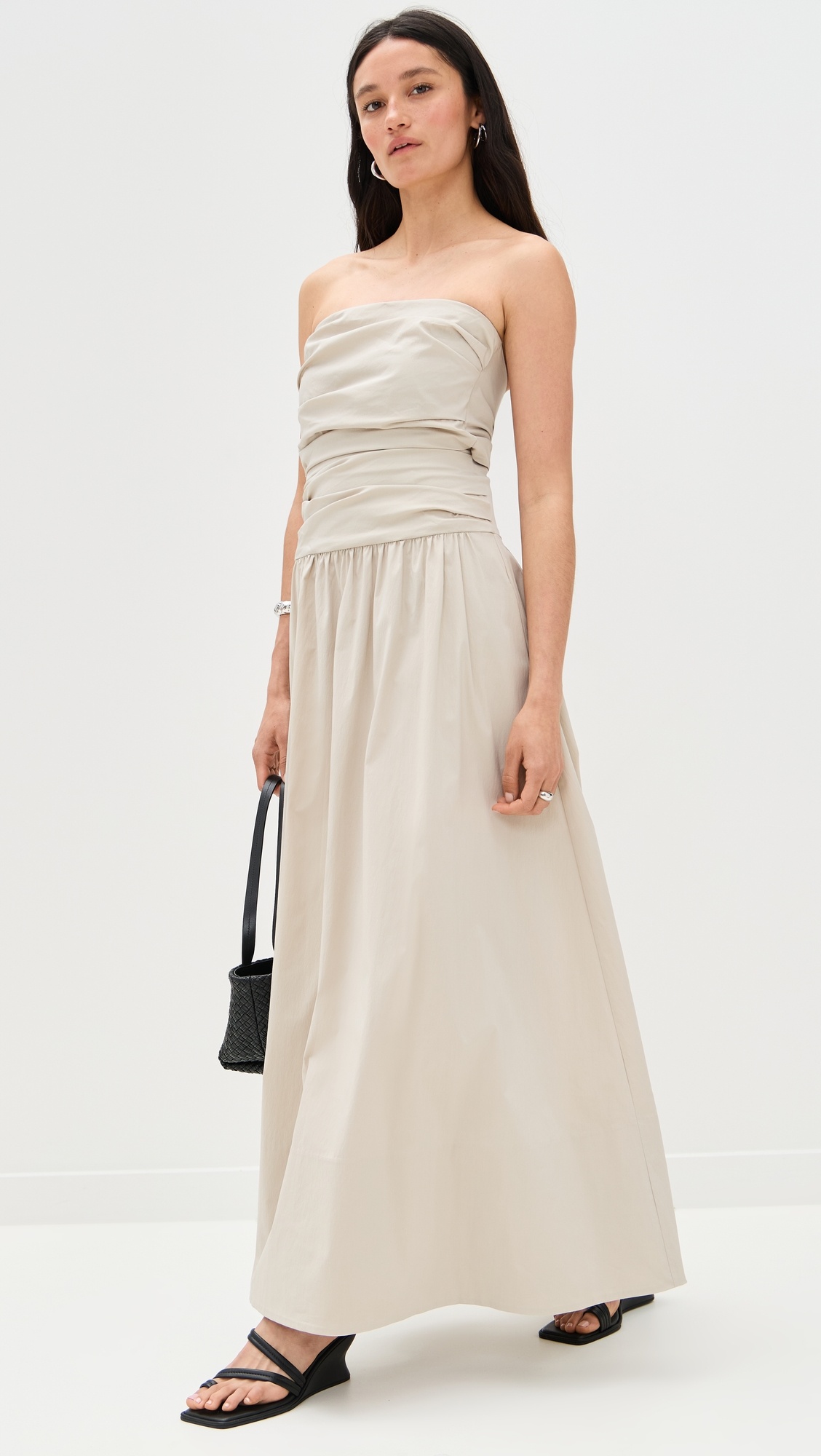 Gathered Strapless Tie Back Dress - 4