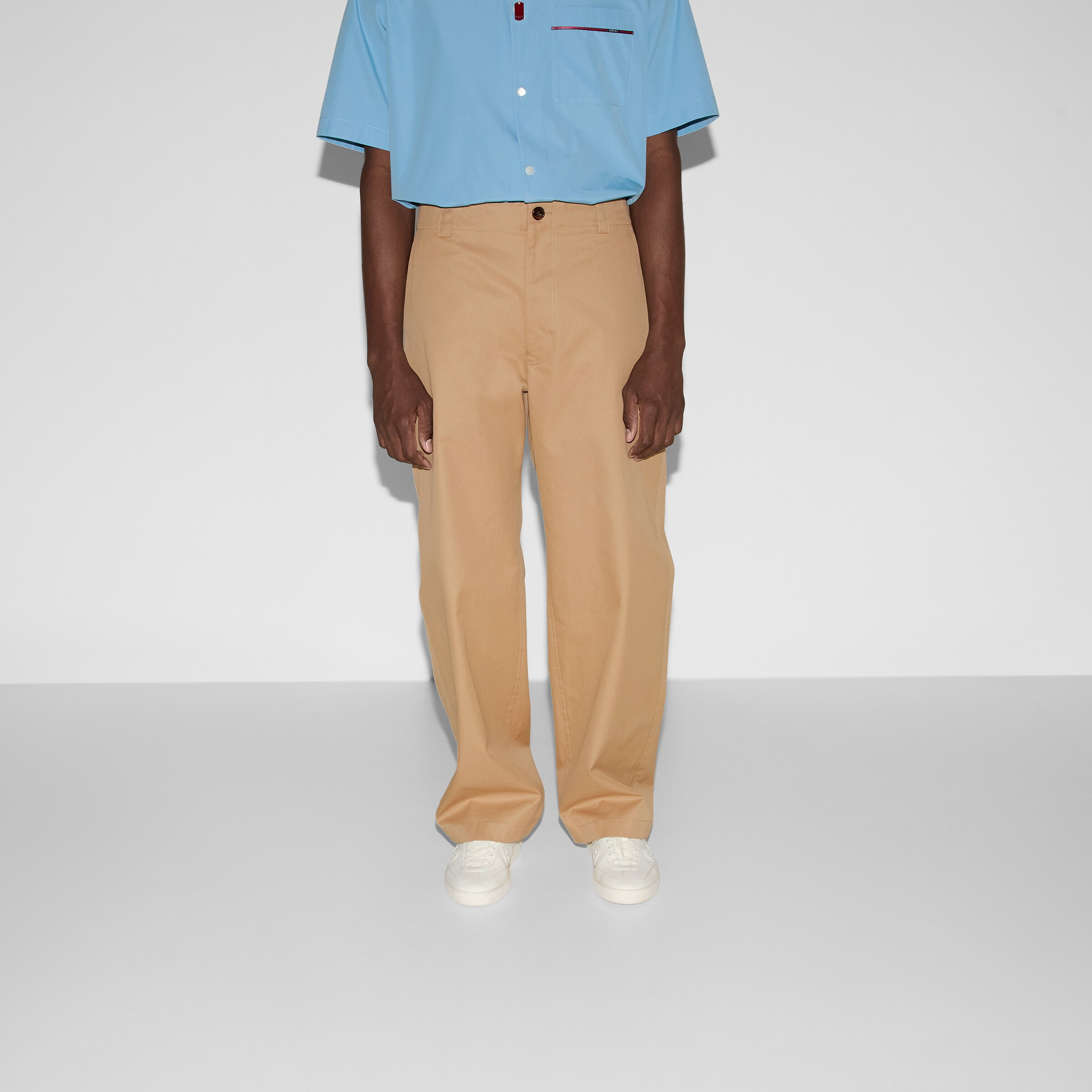 Compact cotton twill pants with Web - 3