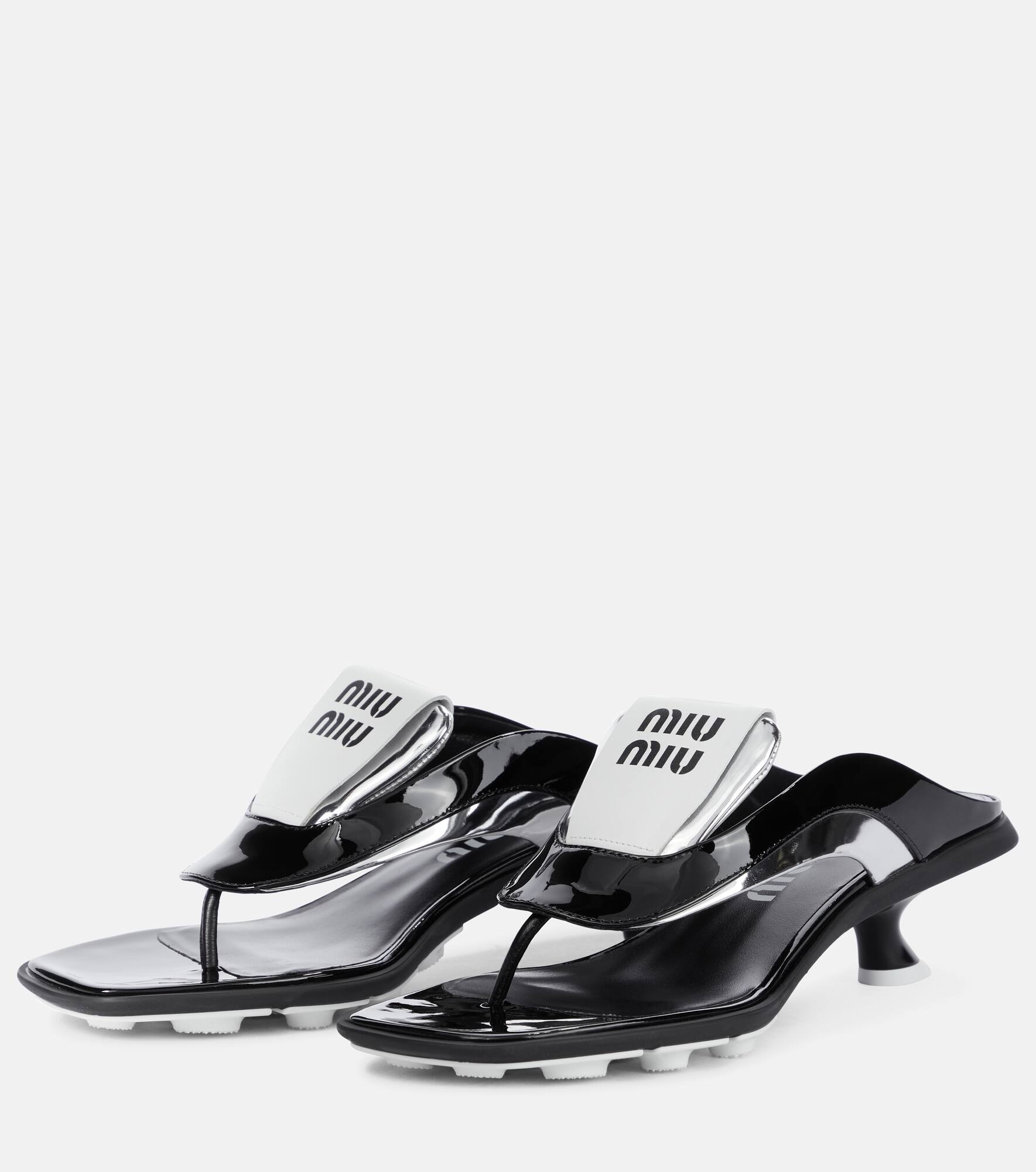 Patent leather thong sandals - 5