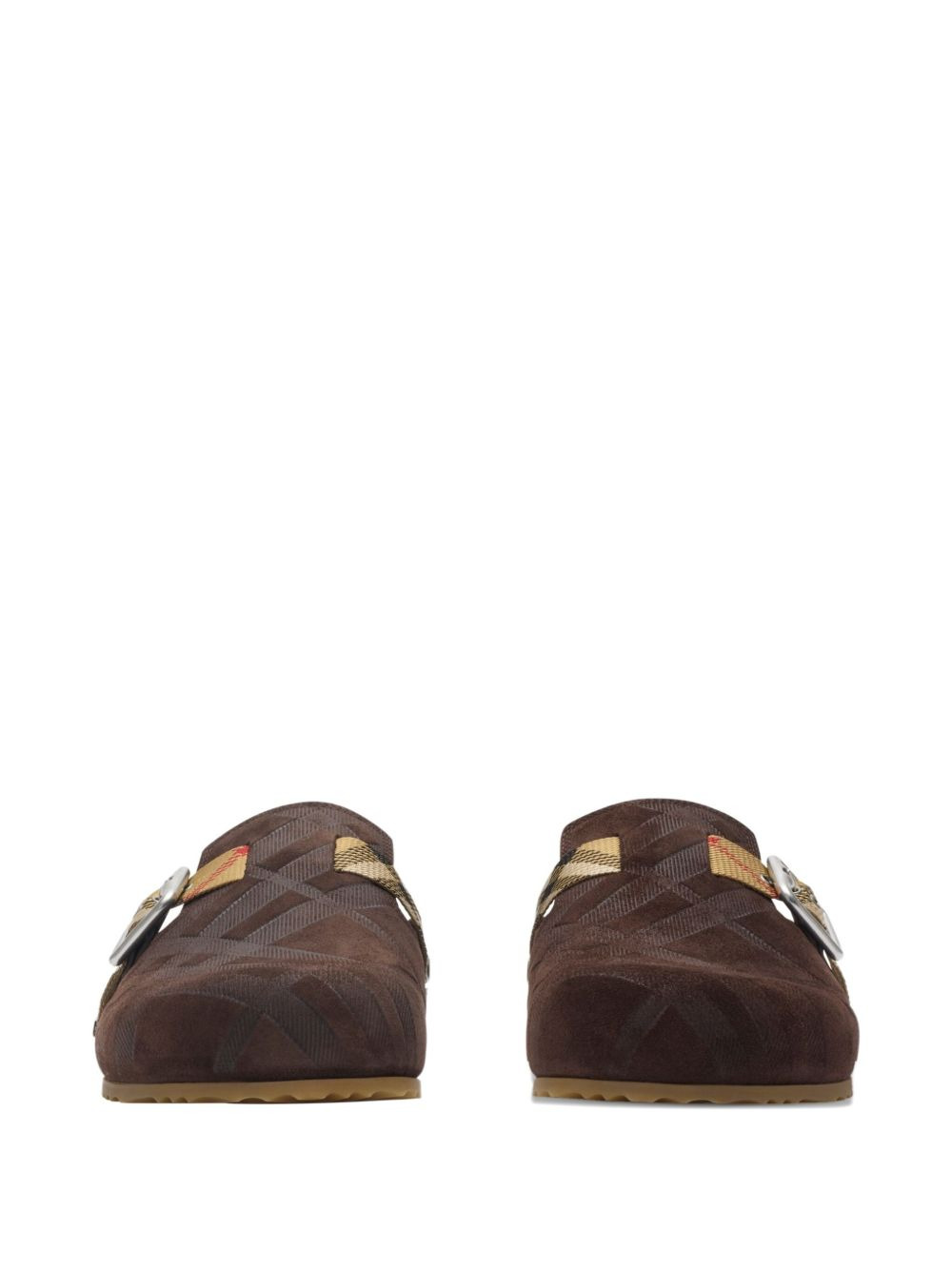 check-pattern buckle sandals - 3