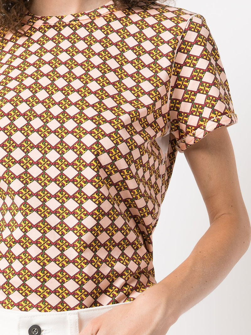 logo-check cotton T-shirt 5
