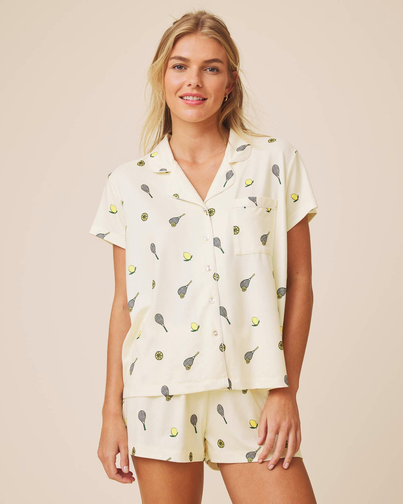 Splendid Lemon Tennis Flora Pillowsoft Short Set outlook