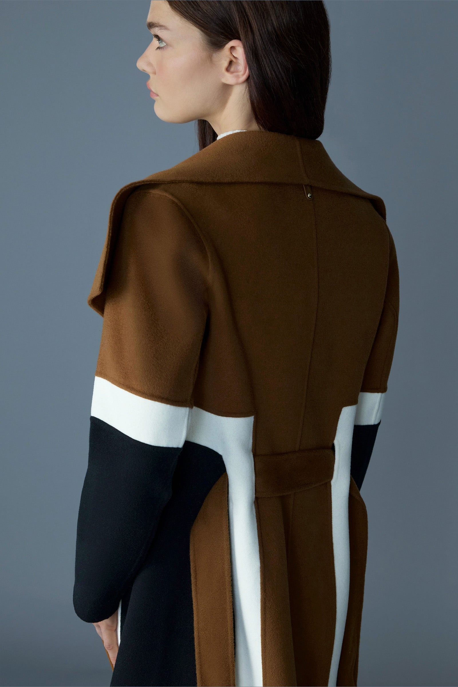NYRIE Long Wool Coat with Sash Belt - 6