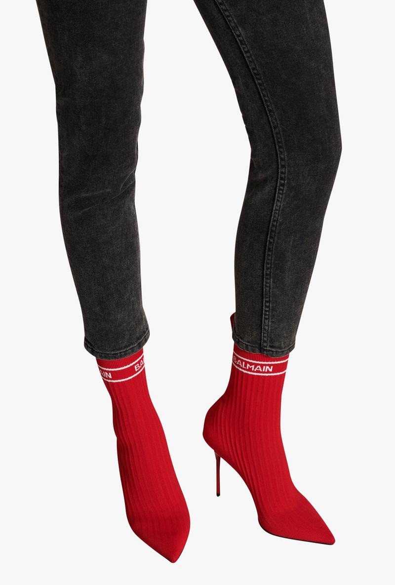 Balmain Skye stretch knit ankle boots outlook