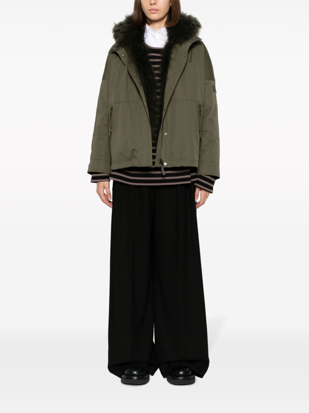 reversible hooded cropped parka - 2