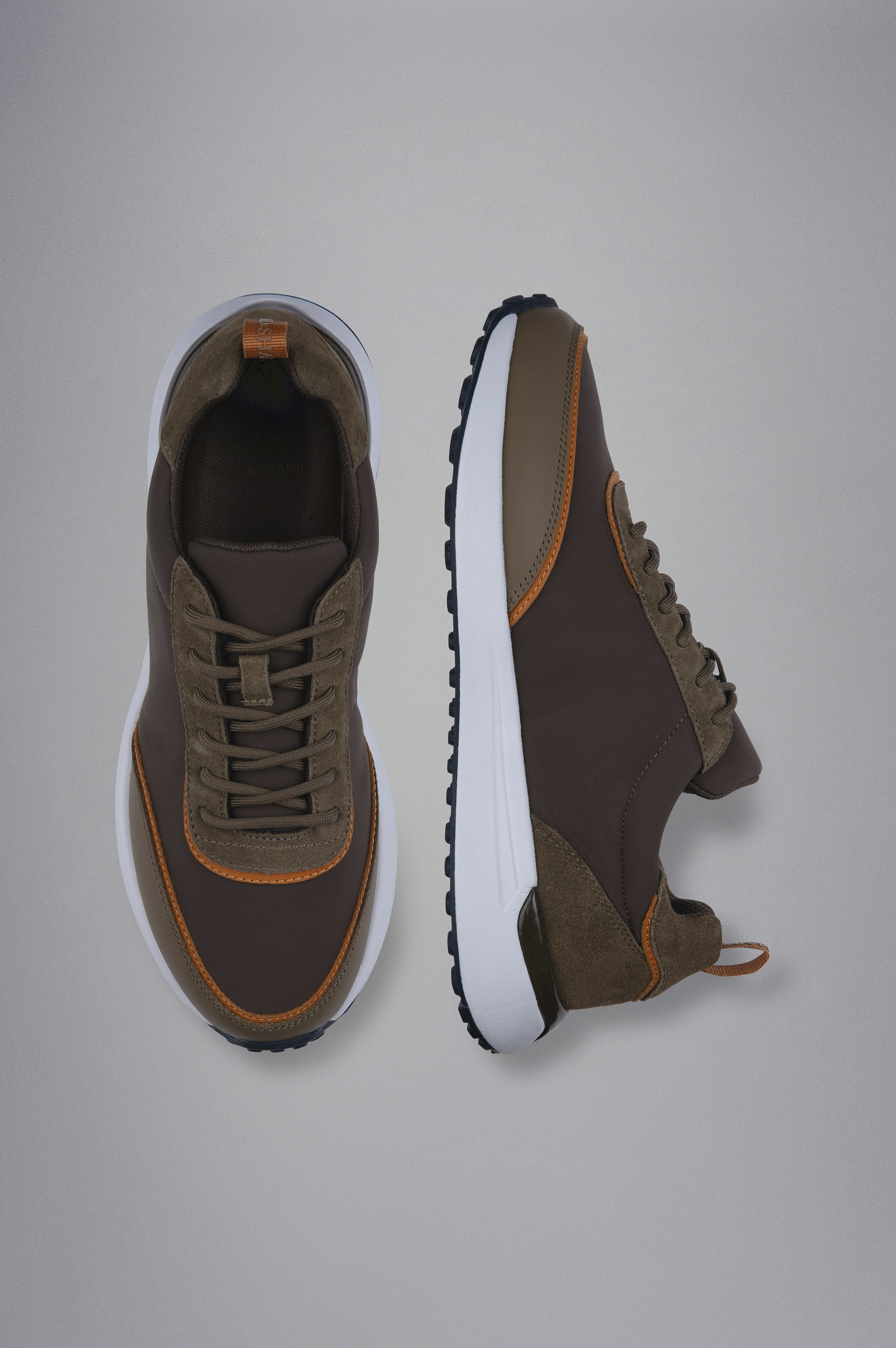 TECH FABRIC AND LEATHER HYBRID SNEAKERS - 2