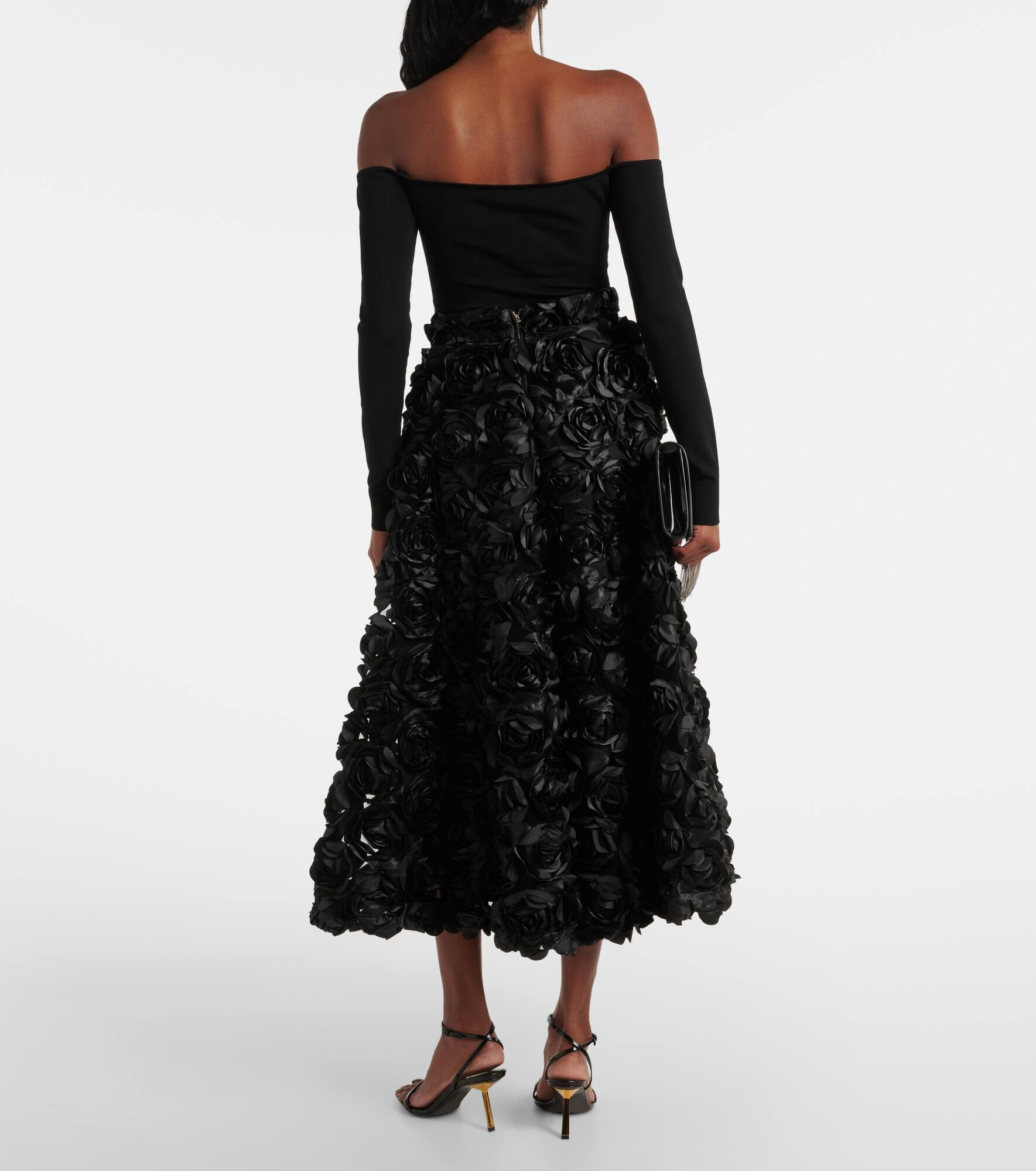 Sun floral-appliqué high-rise maxi skirt - 3