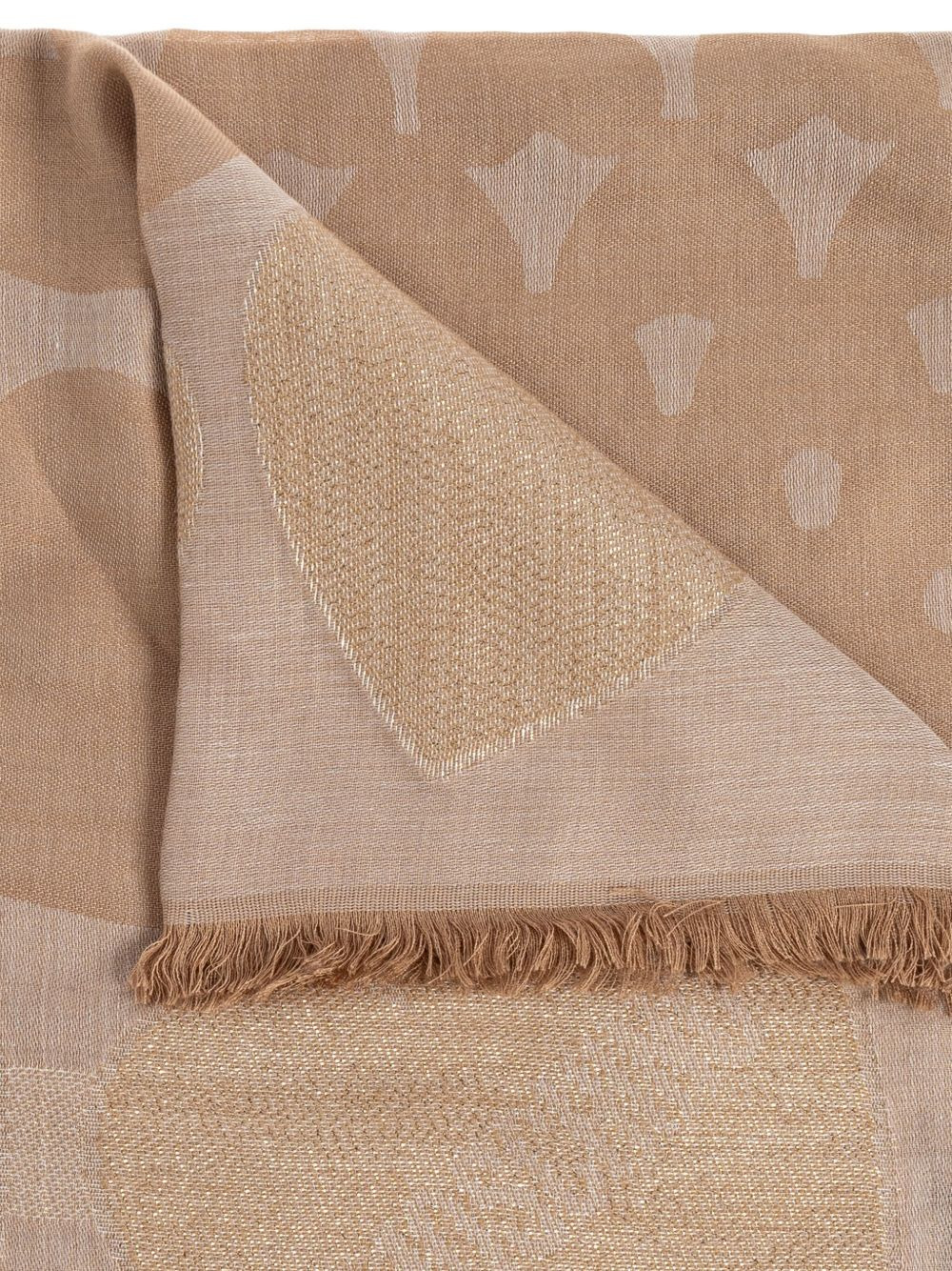 heart-pattern fringed scarf - 2