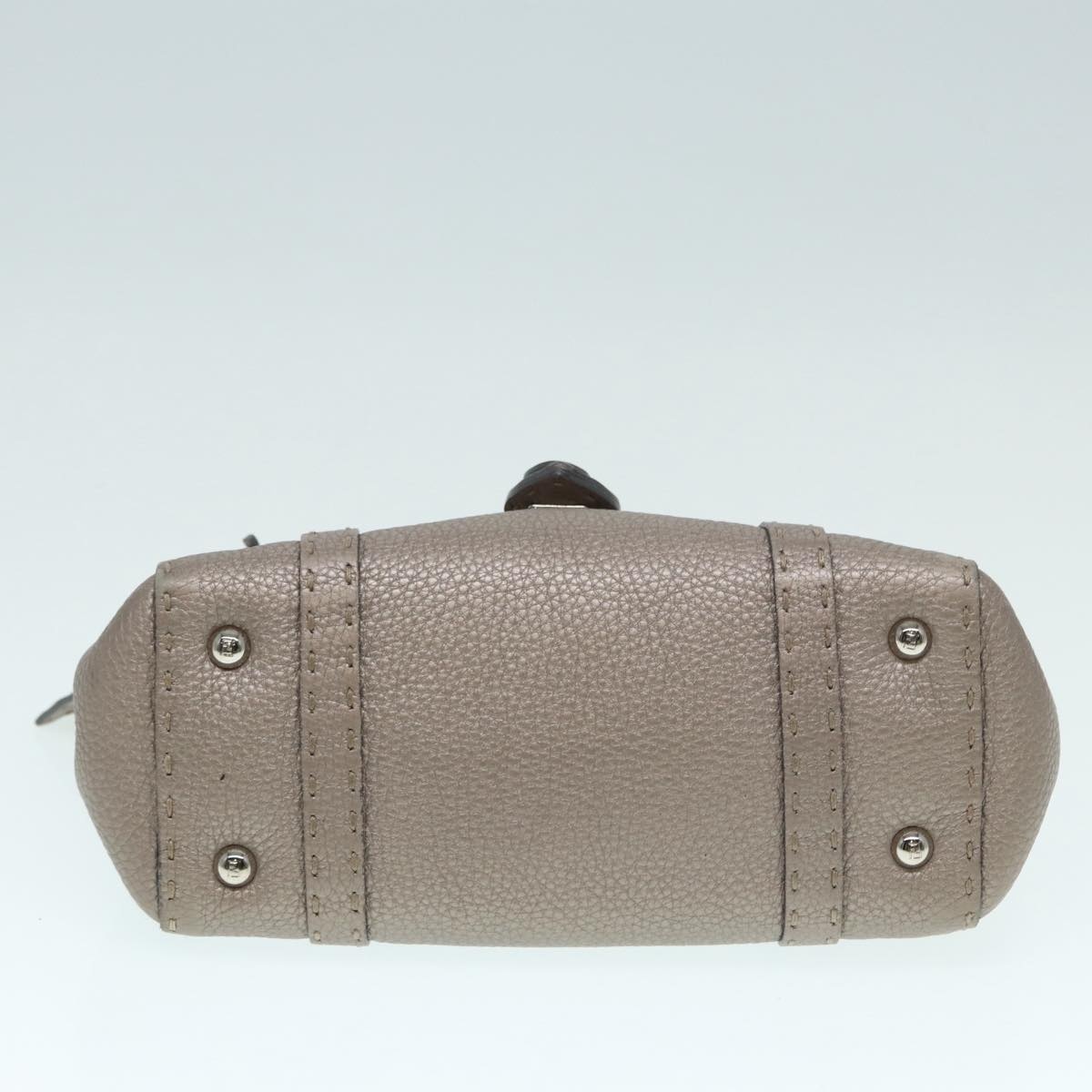 FENDI Celeria Hand Bag Leather Silver - 4
