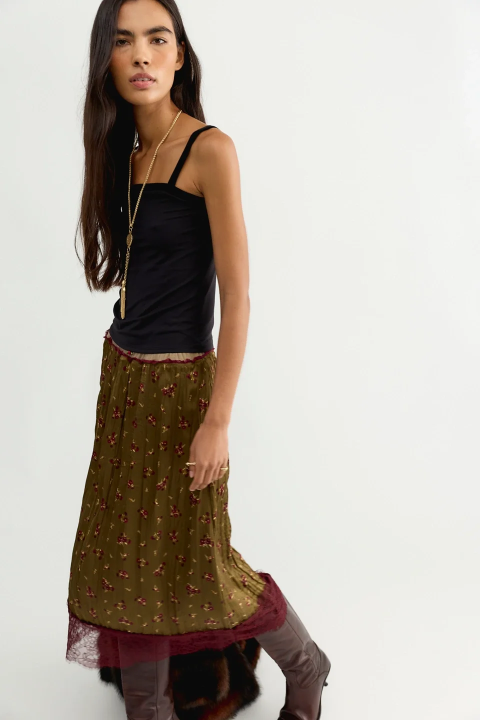 Piper Crinkle Column Midi Skirt - 1