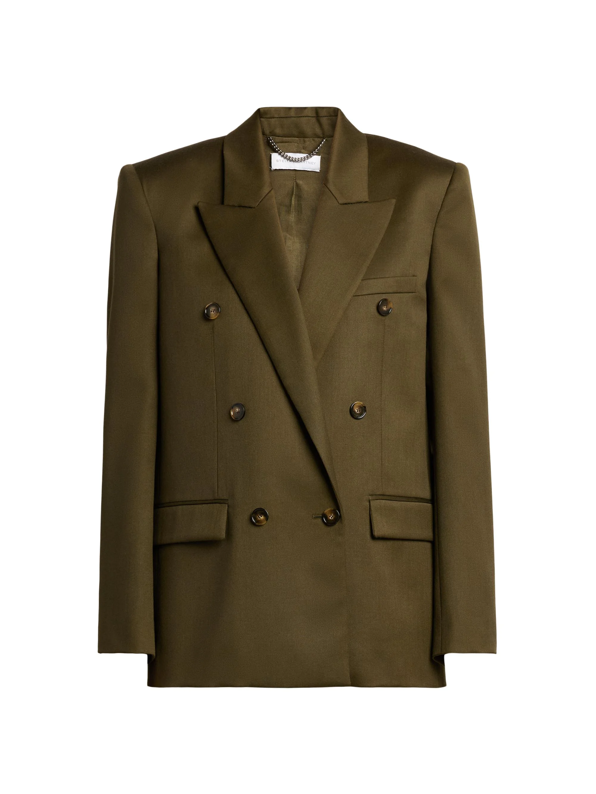 Women's Wool-Blend Double-Breasted Jacket - Khaki - 1