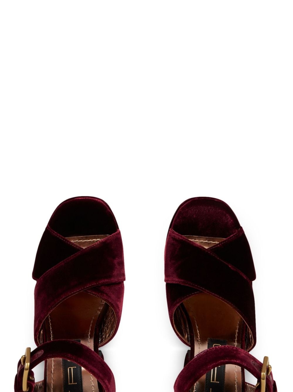 100mm velvet platform sandals - 4